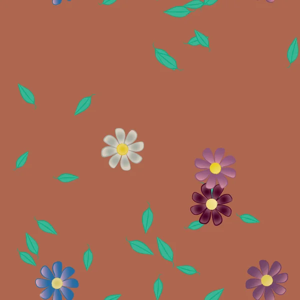 Composition Design Avec Fleurs Simples Feuilles Vertes Illustration Vectorielle — Image vectorielle