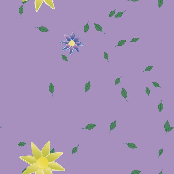 Composition Design Avec Fleurs Simples Feuilles Vertes Illustration Vectorielle — Image vectorielle