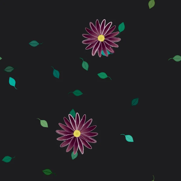 Flores Colores Hojas Verdes Fondo Ilustración Vectorial — Archivo Imágenes Vectoriales