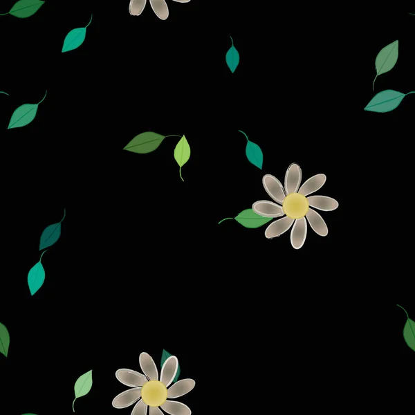 Flores Colores Hojas Verdes Fondo Ilustración Vectorial — Archivo Imágenes Vectoriales