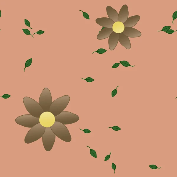 Composición Libre Con Flores Colores Simples Hojas Verdes Para Papel — Vector de stock