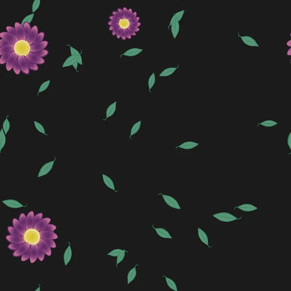 Composição Design Com Flores Simples Folhas Verdes Ilustração Vetorial — Vetor de Stock