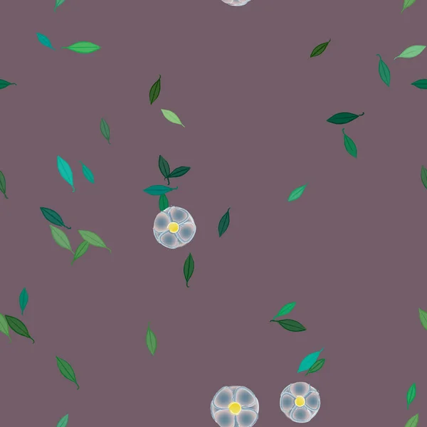 Composition Design Avec Fleurs Simples Feuilles Vertes Illustration Vectorielle — Image vectorielle