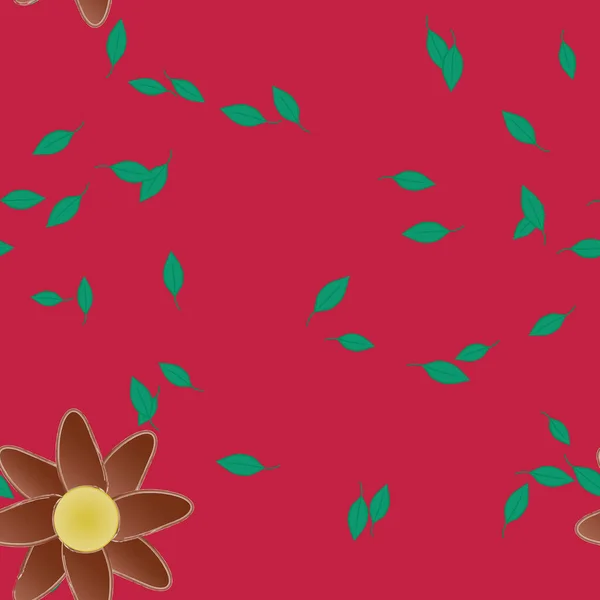 Flores Con Hojas Verdes Composición Libre Ilustración Vectorial — Vector de stock