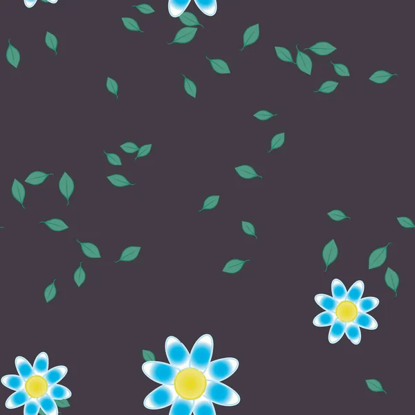 Composição Livre Com Flores Coloridas Simples Folhas Verdes Para Papel —  Vetores de Stock