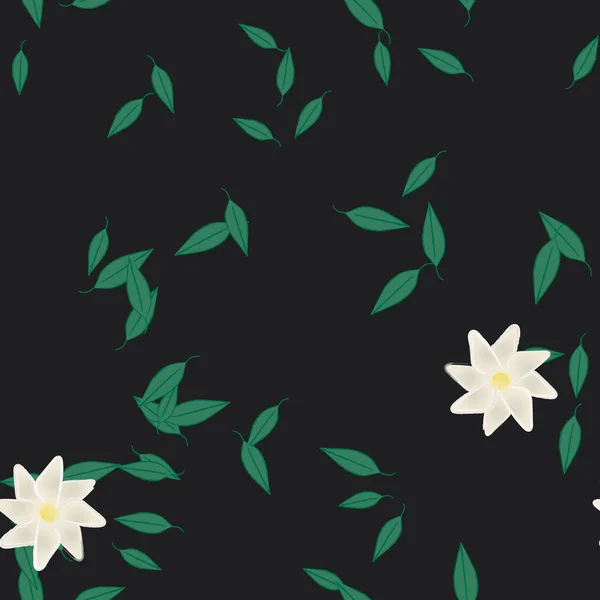 Вільна Композиція Простими Барвистими Квітами Зеленим Листям Шпалер Векторні Ілюстрації — стоковий вектор