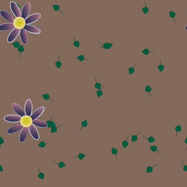 Composition Design Avec Fleurs Simples Feuilles Vertes Illustration Vectorielle — Image vectorielle