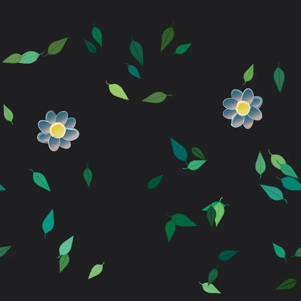 Цветы Зелеными Листьями Свободной Композиции Векторная Иллюстрация — стоковый вектор