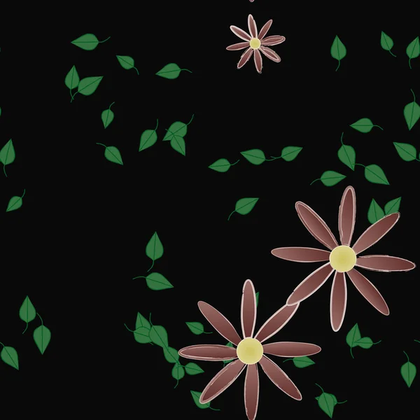 Blomster Med Grønne Blader Fri Sammensetning Vektorillustrasjon – stockvektor