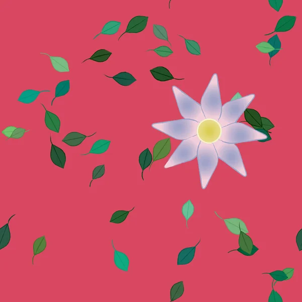 Fleurs Simples Avec Des Feuilles Vertes Composition Libre Illustration Vectorielle — Image vectorielle