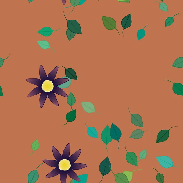 Fleurs Aux Feuilles Vertes Composition Libre Illustration Vectorielle — Image vectorielle