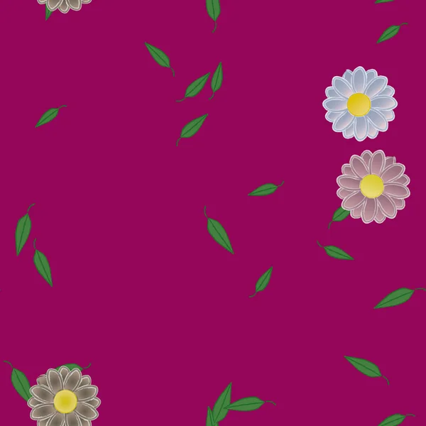 Flores Colores Hojas Verdes Fondo Ilustración Vectorial — Vector de stock