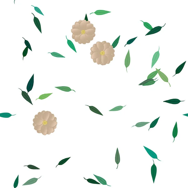 Composition Design Avec Fleurs Simples Feuilles Vertes Illustration Vectorielle — Image vectorielle