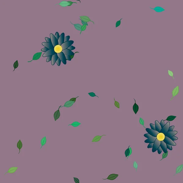 Fleurs Aux Feuilles Vertes Composition Libre Illustration Vectorielle — Image vectorielle