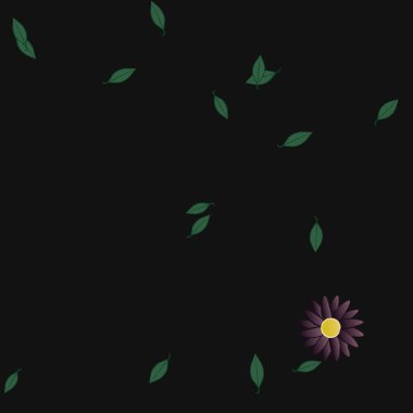 Basit renkli çiçekler ve yeşil yapraklı vektör şablonu