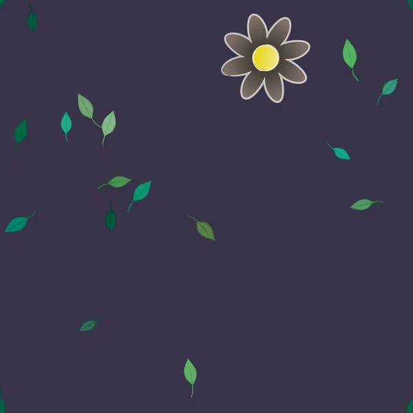 Flores Con Hojas Verdes Composición Libre Ilustración Vectorial — Vector de stock