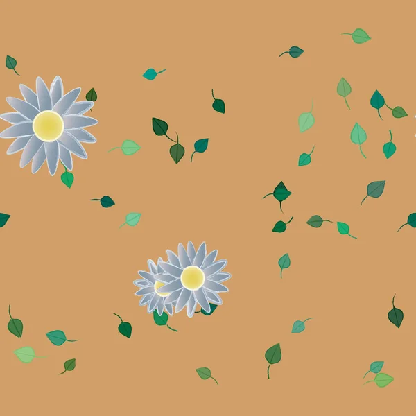 Fleurs Aux Feuilles Vertes Composition Libre Illustration Vectorielle — Image vectorielle