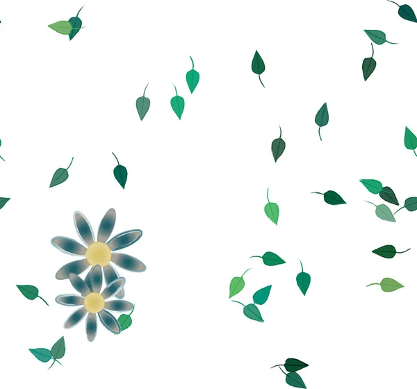 Composição Design Com Flores Simples Folhas Verdes Ilustração Vetorial — Vetor de Stock