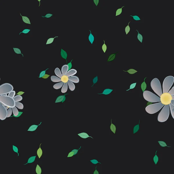 Flores Colores Hojas Verdes Fondo Ilustración Vectorial — Archivo Imágenes Vectoriales