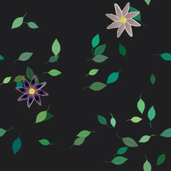 Composition Design Avec Fleurs Simples Feuilles Vertes Illustration Vectorielle — Image vectorielle