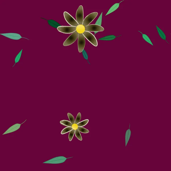 Fleurs Colorées Feuilles Vertes Arrière Plan Illustration Vectorielle — Image vectorielle