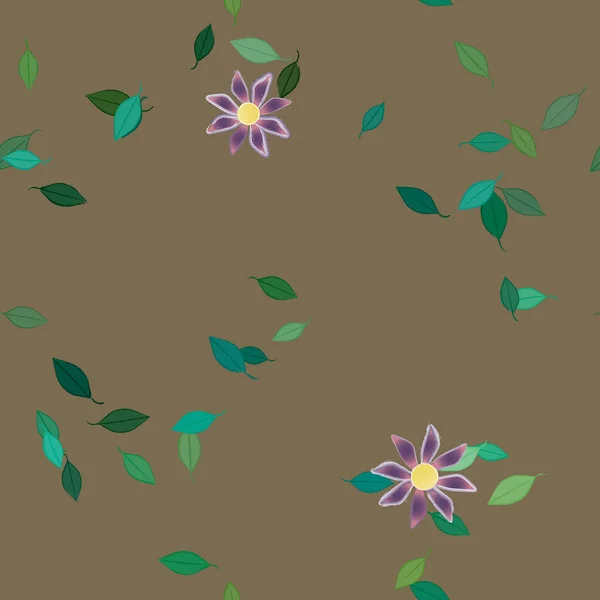 Composición Diseño Con Flores Simples Hojas Verdes Ilustración Vectorial — Vector de stock