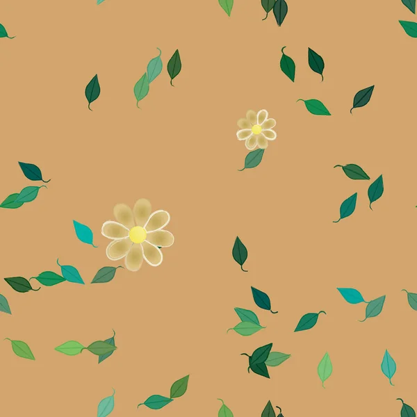 Composition Design Avec Fleurs Simples Feuilles Vertes Illustration Vectorielle — Image vectorielle