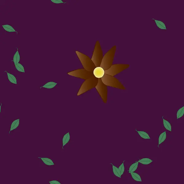 Flores Con Hojas Verdes Composición Libre Ilustración Vectorial — Archivo Imágenes Vectoriales