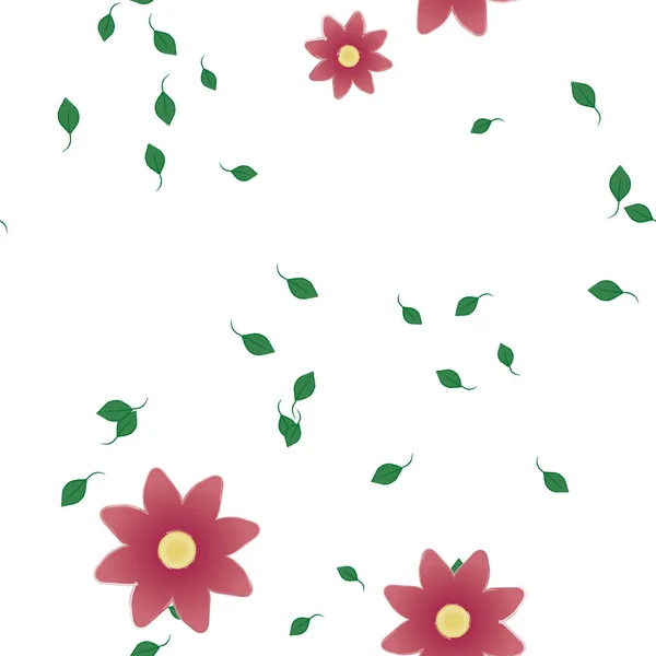 Flores Com Folhas Verdes Composição Livre Ilustração Vetorial — Vetor de Stock