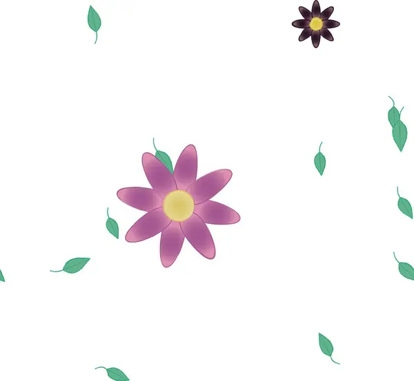 Composição Design Com Flores Simples Folhas Verdes Ilustração Vetorial — Vetor de Stock