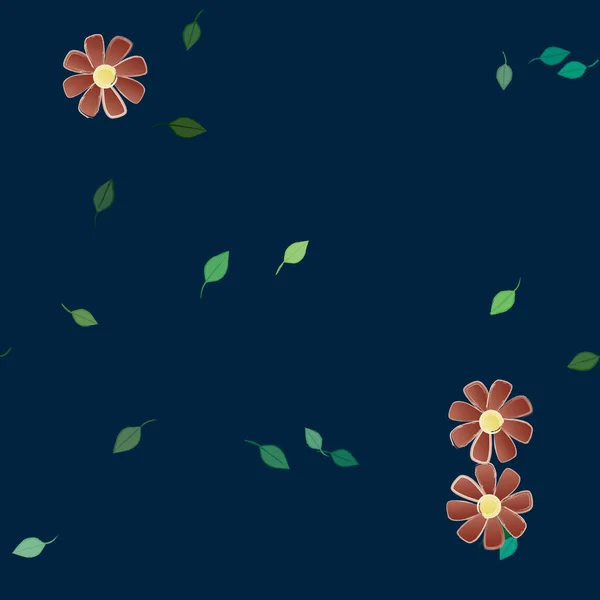 Flores Colores Hojas Verdes Fondo Ilustración Vectorial — Vector de stock