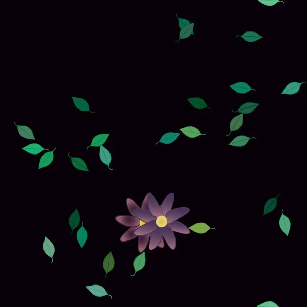 Flores Colores Hojas Verdes Fondo Ilustración Vectorial — Vector de stock