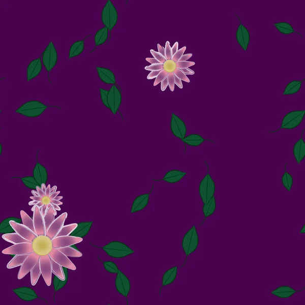 Flores Colores Hojas Verdes Fondo Ilustración Vectorial — Archivo Imágenes Vectoriales