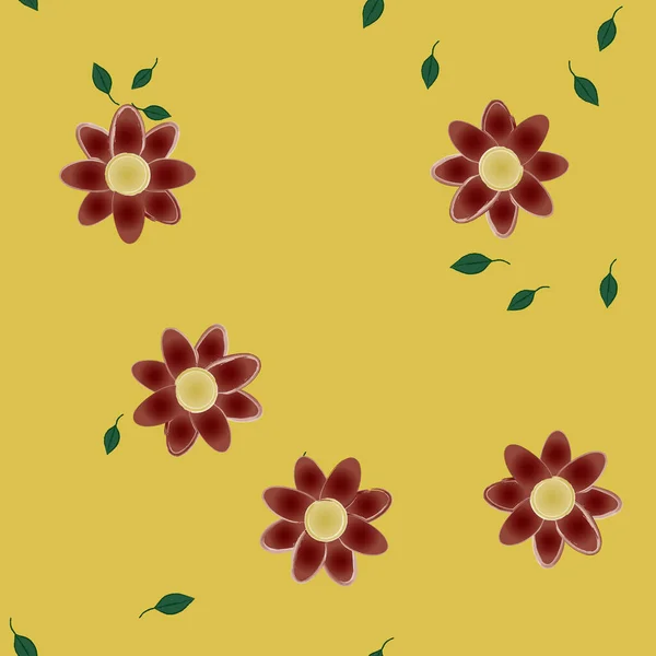 Кольорові Квіти Зелене Листя Фоні Векторні Ілюстрації — стоковий вектор
