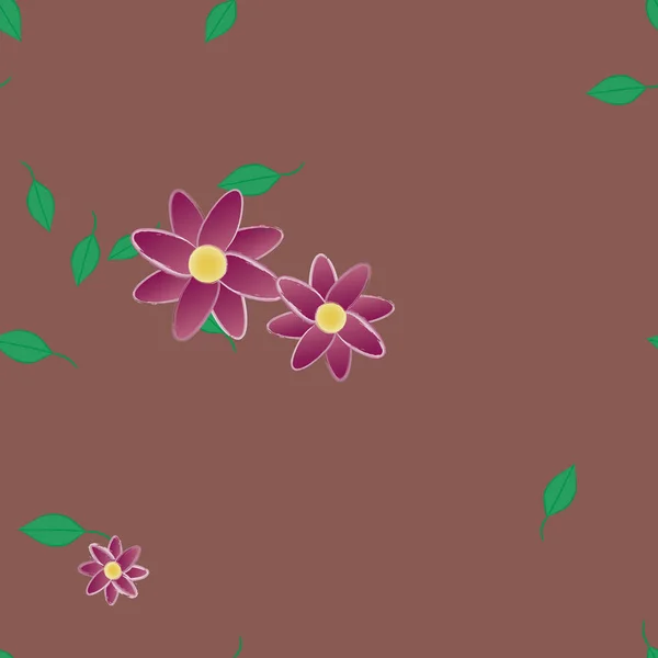 Flores Con Hojas Verdes Composición Libre Ilustración Vectorial — Vector de stock