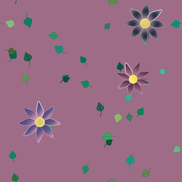 Belle Composition Avec Des Fleurs Colorées Simples Des Feuilles Vertes — Image vectorielle