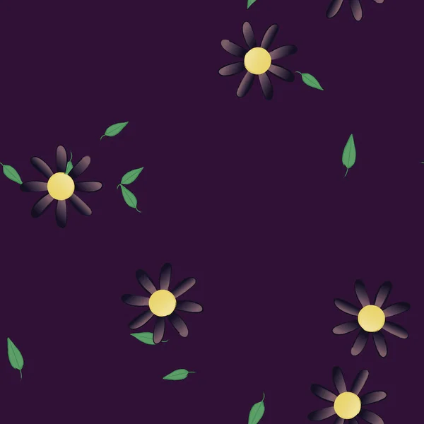 Composition Design Avec Fleurs Simples Feuilles Vertes Illustration Vectorielle — Image vectorielle