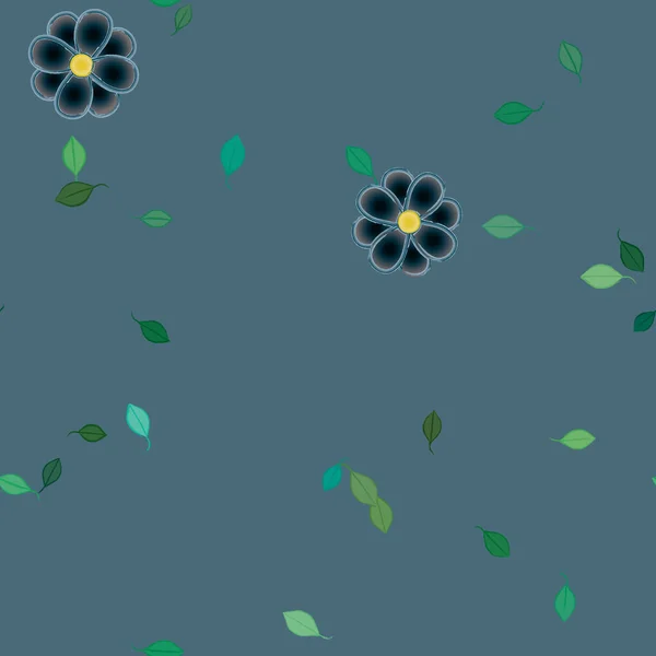 Όμορφη Σύνθεση Απλά Χρωματιστά Λουλούδια Και Πράσινα Φύλλα Στο Παρασκήνιο — Διανυσματικό Αρχείο