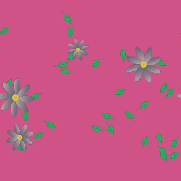 Flores Colores Hojas Verdes Fondo Ilustración Vectorial — Vector de stock