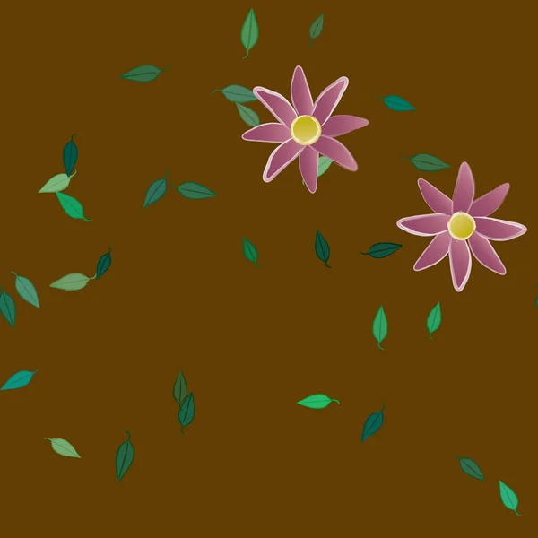 Flores Colores Hojas Verdes Fondo Ilustración Vectorial — Vector de stock