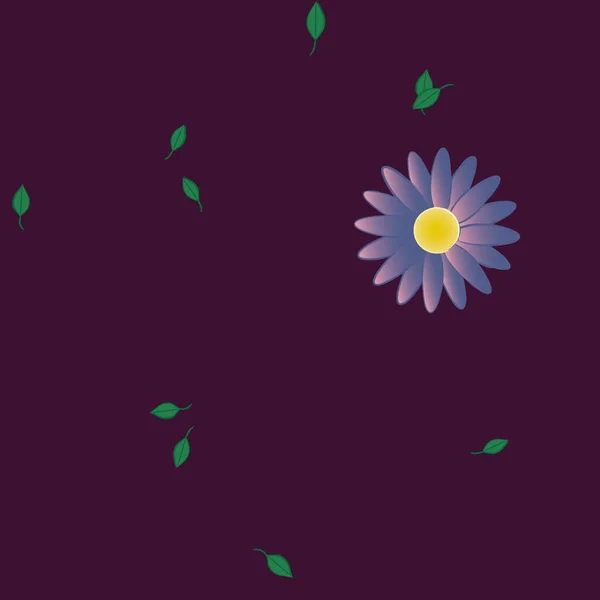 Composición Diseño Con Flores Simples Hojas Verdes Ilustración Vectorial — Archivo Imágenes Vectoriales