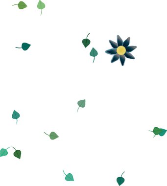 Basit renkli çiçekler ve yeşil yapraklı vektör şablonu