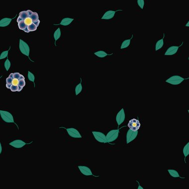 arkaplanda renkli çiçekler ve yeşil yapraklar, vektör illüstrasyonu