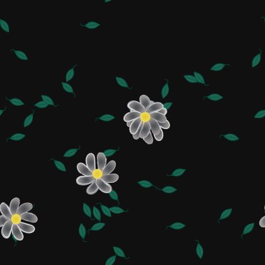 Serbest kompozisyonda yeşil yapraklı çiçekler, vektör illüstrasyonu