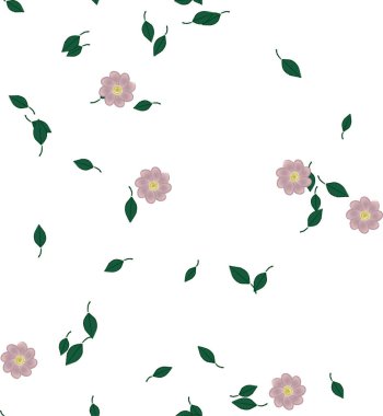 arkaplanda renkli çiçekler ve yeşil yapraklar, vektör illüstrasyonu