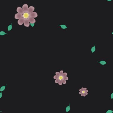 Serbest kompozisyonda yeşil yapraklı çiçekler, vektör illüstrasyonu