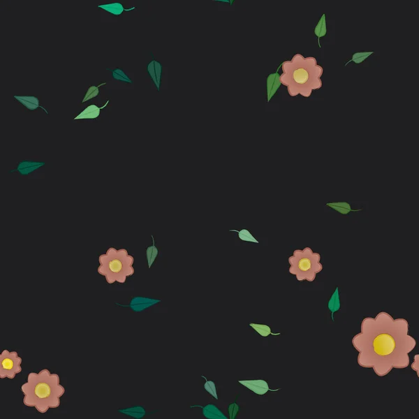 Kolorowe Kwiaty Zielone Liście Tle Wektor Ilustracji — Wektor stockowy