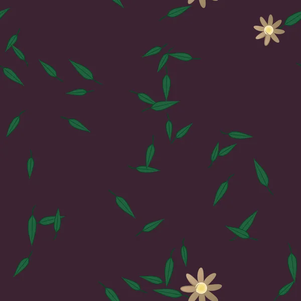 Flores Con Hojas Verdes Composición Libre Ilustración Vectorial — Vector de stock