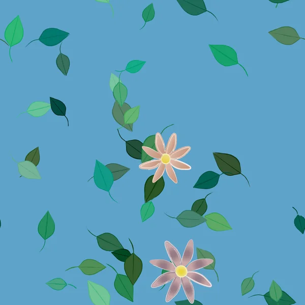 Flores Colores Hojas Verdes Fondo Ilustración Vectorial — Archivo Imágenes Vectoriales