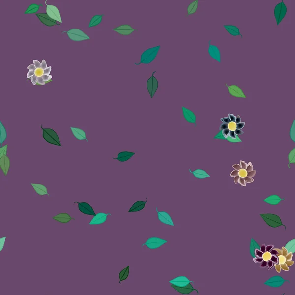 Composition Design Avec Fleurs Simples Feuilles Vertes Illustration Vectorielle — Image vectorielle